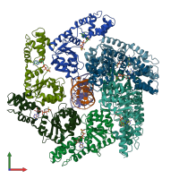 PDB entry 7m99 coloured by chain, front view.