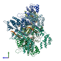 PDB entry 7m99 coloured by chain, side view.