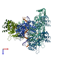 PDB entry 7m99 coloured by chain, top view.