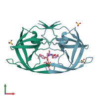 PDB entry 7m9n coloured by chain, front view.
