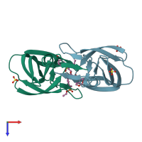 PDB entry 7m9n coloured by chain, top view.