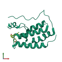 PDB entry 7mce coloured by chain, front view.