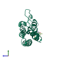 PDB entry 7mce coloured by chain, side view.