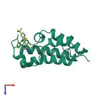 PDB entry 7mce coloured by chain, top view.