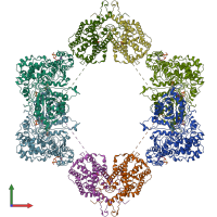 PDB entry 7mdi coloured by chain, front view.