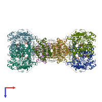 PDB entry 7mdi coloured by chain, top view.