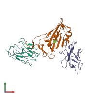 PDB entry 7mdw coloured by chain, front view.