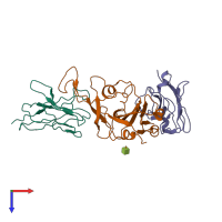 PDB entry 7mdw coloured by chain, top view.