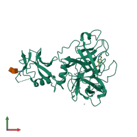 PDB entry 7meq coloured by chain, front view.