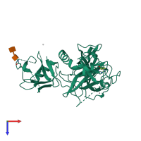 PDB entry 7meq coloured by chain, top view.