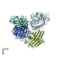 PDB entry 7mgb coloured by chain, top view.