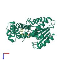 PDB entry 7mhd coloured by chain, top view.