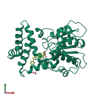 PDB entry 7mhe coloured by chain, front view.