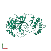 PDB entry 7mhj coloured by chain, front view.