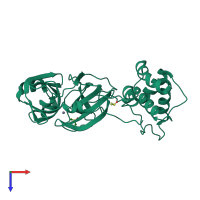 PDB entry 7mhk coloured by chain, top view.