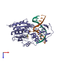 PDB entry 7mht coloured by chain, top view.