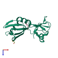 PDB entry 7mi2 coloured by chain, top view.