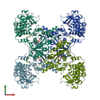 PDB entry 7mig coloured by chain, front view.