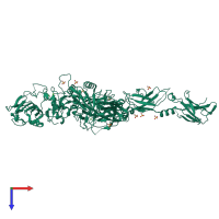 PDB entry 7mjr coloured by chain, top view.