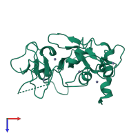 PDB entry 7mju coloured by chain, top view.