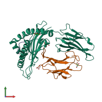 PDB entry 7mkb coloured by chain, front view.