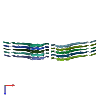 PDB entry 7mkf coloured by chain, top view.