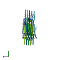 PDB entry 7mkg coloured by chain, side view.