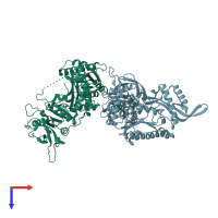 PDB entry 7mo6 coloured by chain, top view.