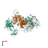 PDB entry 7mo8 coloured by chain, top view.