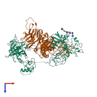 PDB entry 7mo8 coloured by chain, top view.