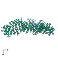 PDB entry 7moc coloured by chain, top view.