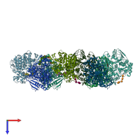 PDB entry 7mp4 coloured by chain, top view.