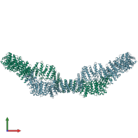 PDB entry 7mp6 coloured by chain, front view.
