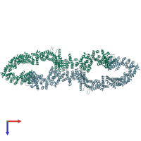PDB entry 7mp6 coloured by chain, top view.