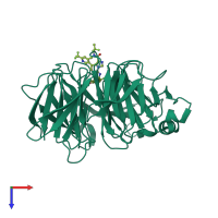 PDB entry 7msd coloured by chain, top view.