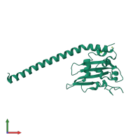 PDB entry 7mto coloured by chain, front view.