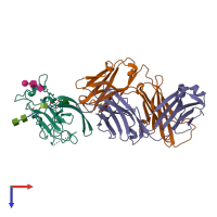 PDB entry 7mww coloured by chain, top view.