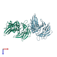 PDB entry 7mx5 coloured by chain, top view.