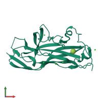 PDB entry 7mzs coloured by chain, front view.