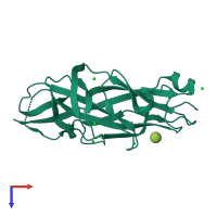 PDB entry 7mzs coloured by chain, top view.