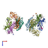PDB entry 7n19 coloured by chain, top view.