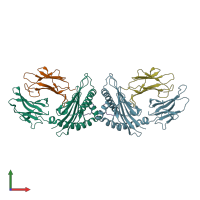 PDB entry 7n1b coloured by chain, front view.