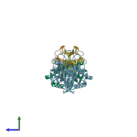 PDB entry 7n1b coloured by chain, side view.