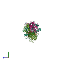PDB entry 7n1e coloured by chain, side view.