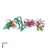 PDB entry 7n1e coloured by chain, top view.