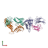 PDB entry 7n1f coloured by chain, front view.