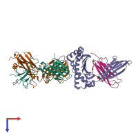 PDB entry 7n1f coloured by chain, top view.