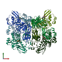 PDB entry 7n33 coloured by chain, front view.