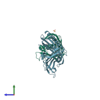 PDB entry 7n3v coloured by chain, side view.