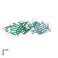 PDB entry 7n3v coloured by chain, top view.